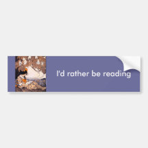Vintage Mädchen-Lesung unter einem Baum Autosticker