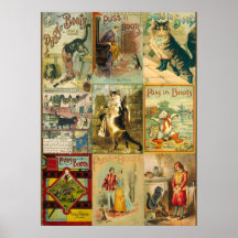 Vintage Mietze im Stiefel-WeihnachtsMontage Posterdrucke