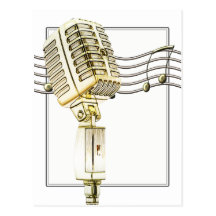Vintage Mikrofon-Postkarte