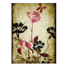 Vintage Mohnblumen Postkarte