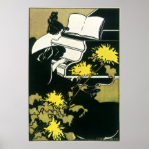 Vintage Musik, Fräulein Traumerei Playing Piano, S Plakatdruck