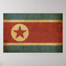 Vintage Nordkorea-Flagge Poster