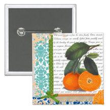 Vintage Orangen-Collage Anstecknadelbuttons