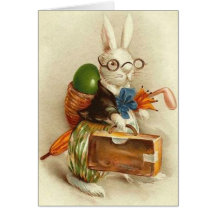 Vintage Osterhasen-Reisend-Ostern-Karte