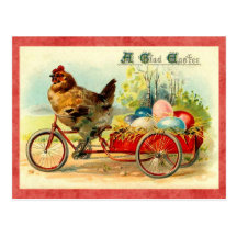 Vintage Ostern-Henne Postkarte