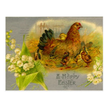 Vintage Ostern-Henne Postkarte
