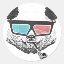 Vintage panda 3-D glasses Sticker