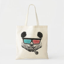 Vintage Panda glasses3-D Leinentasche