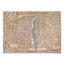 Vintage Paris city map, 1550 Photographic Print
