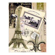 Vintage Paris-Collagen… Postkarte