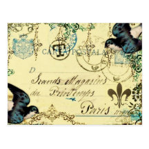 Vintage Paris-Drossel-Postkarte