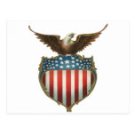 Vintage patriotische amerikanische Flagge und kahl Postkarte
