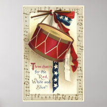 Vintage patriotische Trommel und musikalische Anme Plakat