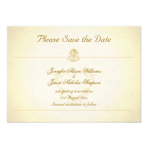 Vintage Pergamentpapier-Art Save the Date Personalisierte Einladung