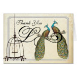 Vintage Pfau-Vogel-Käfig-Hochzeits-Einladungen Grußkarte