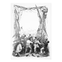 Vintage Piraten mit ihrem ruinierten Piraten-Schif Individuelle Einladung