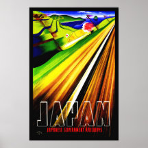 Vintage Plakat-Druck-Japan-Japaner-Eisenbahn