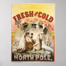 Vintage polare Bären, Lager-Bier Anzeige-Druck Plakatdruck