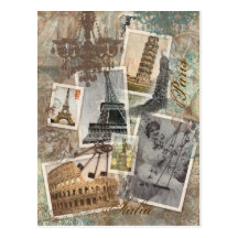 Vintage Reise Europa fotografiert Paris Italien Postkarte