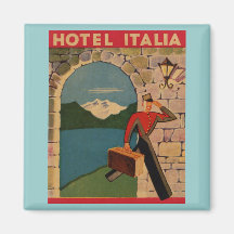 Vintage Reise - Hotel Italien Kühlschrankmagnet