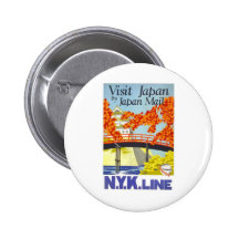 Vintage Reise-Kunst Besuchs-Japans Anstecknadelbuttons