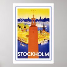 Vintage Reise-Plakate Stockholms Schweden Europa