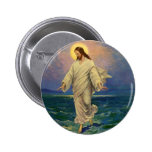 Vintage Religion, Jesus, der auf Wasser-Porträt ge Anstecknadelbutton