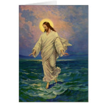 Vintage Religion, Jesus, der auf Wasser-Porträt ge Karten