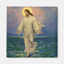Vintage Religion, Jesus, der auf Wasser-Porträt ge Magnete