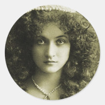 Vintage Retro Frau des Frauensepia-Porträt-20s Runde Aufkleber
