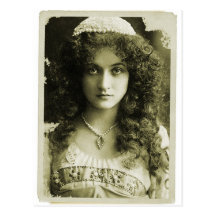 Vintage Retro Frau des Frauensepia-Porträt-20s Postkarte