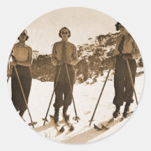 Vintage Retro Frauen-Ski fahrender 'Ski gammelt 19 Runde Aufkleber