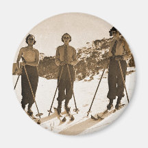 Vintage Retro Frauen-Ski fahrender 'Ski gammelt 19 Kühlschrankmagnete