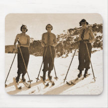 Vintage Retro Frauen-Ski fahrender 'Ski gammelt 19 Mousepads