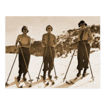 Vintage Retro Frauen-Ski fahrender 'Ski gammelt 19 Postkarten