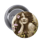Vintage Retro Frauen-viktorianisches Blumen-Mädche Anstecknadelbuttons
