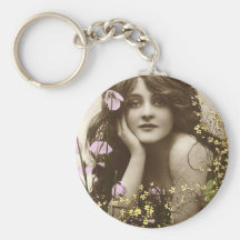 Vintage Retro Frauen-viktorianisches Blumen-Mädche Schlüsselbänder