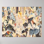 Vintage Rhapsodie in der blauen Kunst-Deko-Jazz-Mu Plakatdrucke