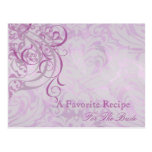 Vintage Rokoko-Rosa-Brautparty-Rezept-Karte Postkarte