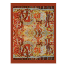 Vintage Romanian embroidery, wool, pattern Post Card
