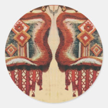Vintage Romanian Needlework Round Stickers