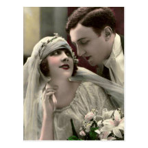 Vintage romantische Hochzeit Postkarte