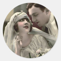 Vintage romantische Hochzeit Runder Sticker