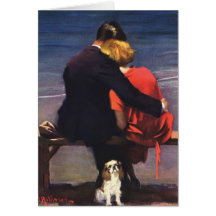 Vintage romantische Liebe, Romance auf dem Strand Grußkarten