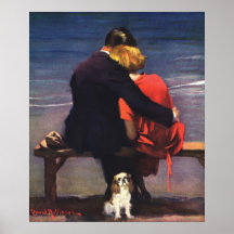 Vintage romantische Liebe, Romance auf dem Strand Posterdrucke
