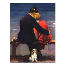 Vintage romantische Liebe, Romance auf dem Strand Postkarten