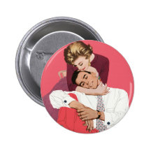 Vintage romantische Liebe, rosa Retro Romance Anstecknadelbutton
