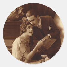 Vintage romantische Musik, Liebe und Romance Jungv Runde Aufkleber
