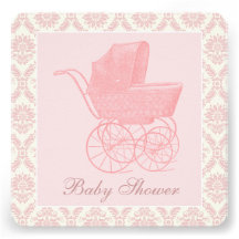 Vintage rosa Kinderwagen-Baby-Mädchen-Dusche Einladung
