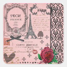 Vintage rosa Paris-Collage Aufkleber